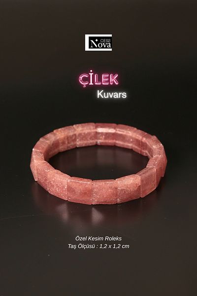 CessNova Certified Strawberry Quartz Special Cut Roleks Bracelet