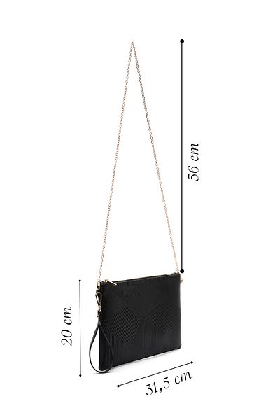 Derimod Black Patterned Chain Strap Women's Portfolio Bag - 24wbd 220318