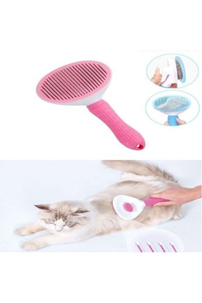 ForWhat Auto Cleans Pink Cat Dog Comb for Office Home Pet