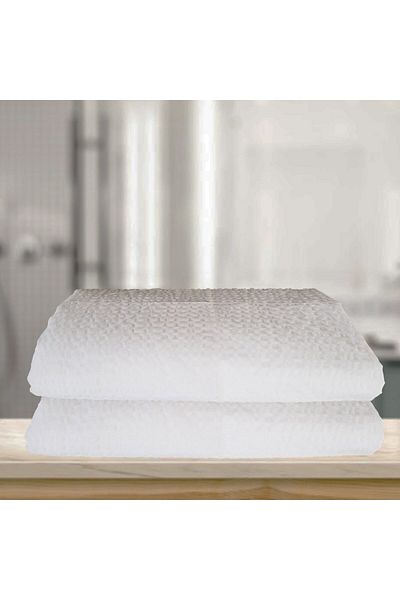 Kotonia Home Cearsaf de pat Kotonia Home Hotel Ranforce Creponat, 100% bumbac, Alb, 200x240 cm