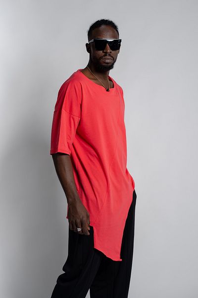 Morfine Unisex Asymmetrical Cut Wide Collar Bohemian T-Shirt