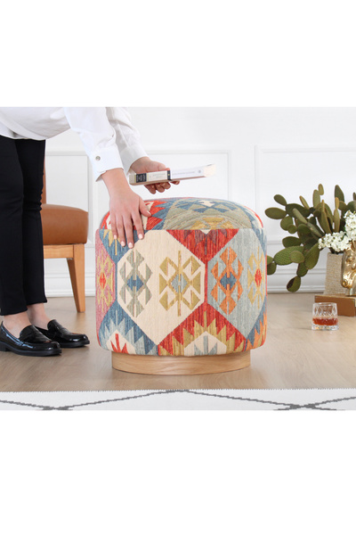 Lorencehome Ferruz Kilim Puf Anadolu