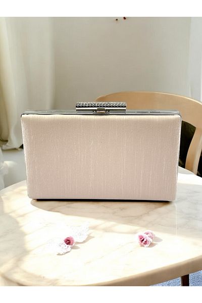 Biçanta Skin Nude Color Glitter Satin Γυναικείο βραδινό φόρεμα Τσάντα Γάμος Αρραβώνας Αποφοίτηση