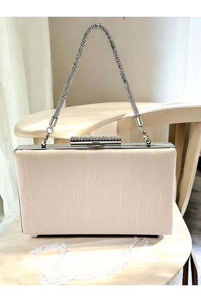 Biçanta Skin Nude Stone Color Handprint Satin Γυναικείο βραδινό φόρεμα Τσάντα γάμου αρραβώνων