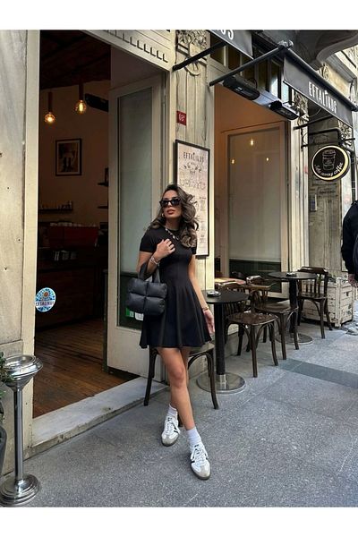 Ecenin Favorileri Rochie neagră Super Mini pentru femei