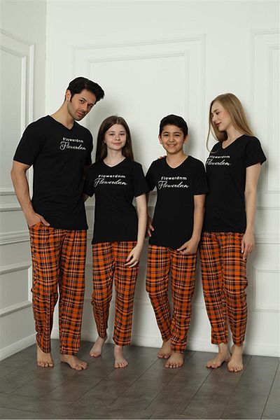 modaserdem Costum de pijama din bumbac pieptănat de familie Mdsrdm (mamă - fiică) se vinde separat. Prețurile sunt diferite - 100% bumbac