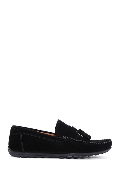 Derimod Men's Black Tasseled Suede Leather Casual Loafer 25Sfd 754610