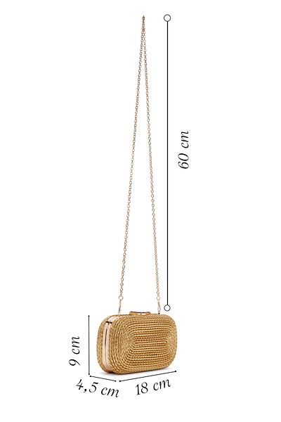 Derimod Geantă portofoliu mini rochie de seară împletită cu curea lungă aurie pentru femei 25SBD 270529