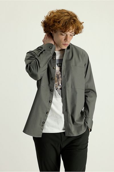 Kiğılı Oversize Cotton Shirt - Long Sleeve and Pocket