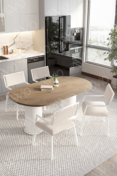 AVVİO Bohem Ayak 4'Lü Hera Metal Sandalye 80x140 Masa Sandalye Takımı