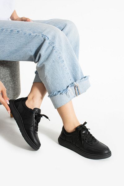 Getcho Ganer Women's Genuine Leather Black Sports Shoes