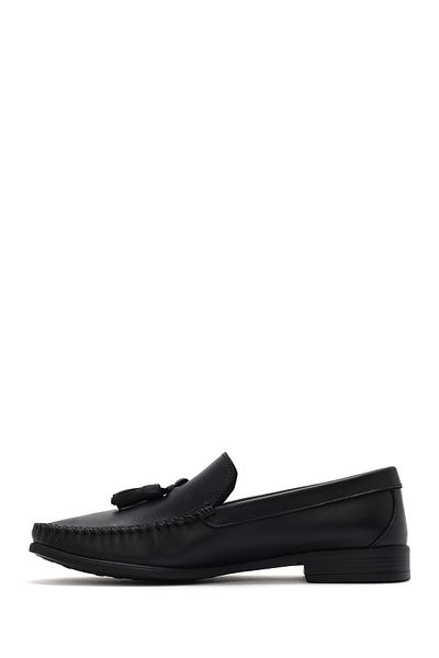 Derimod Loafer casual din piele cu ciucuri neagră pentru bărbați 25SFD 754218