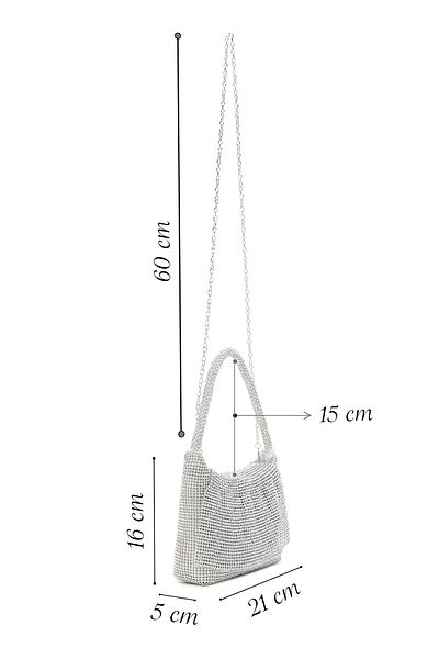 Derimod Rochie de seară cu piatră, argintiu, cu lanț lung, mini geantă de umăr 25SBD2706TS