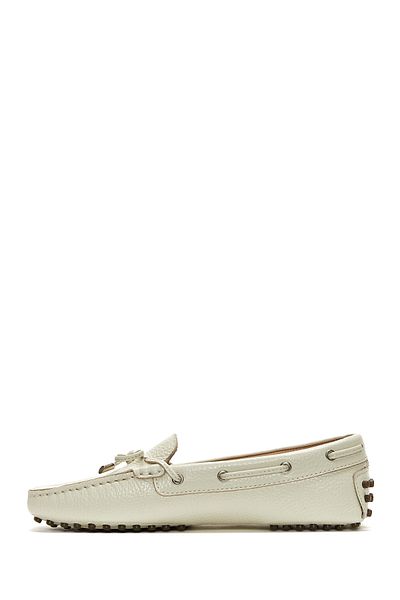 Derimod Loafer de damă din piele crem cu fundă 25SFD2904FT