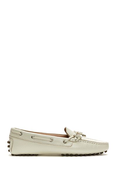 Derimod Loafer de damă din piele crem cu fundă 25SFD2904FT