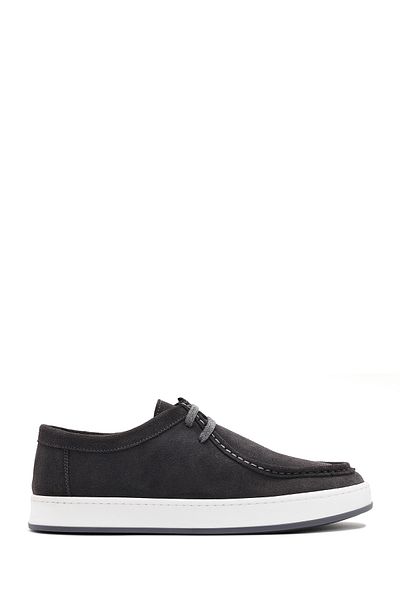 Derimod Men's Gray Lace-Up Suede Leather Casual Shoes 25Sfd 631110