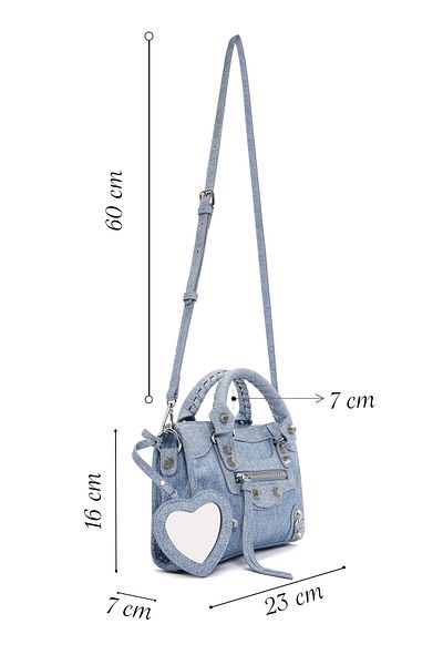 Derimod Geantă de damă, albastră, cu curea lungă, din stofă Jean, 25SBD 291326