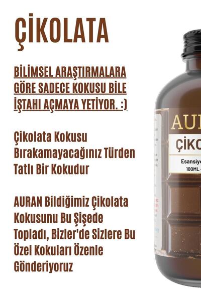 AURAN Çikolata Saf Esansiyel Uçucu Yağ Buhurdanlık Yağı Difüzör Esansı Aromaterapi Ortam Küre Koku 100ml