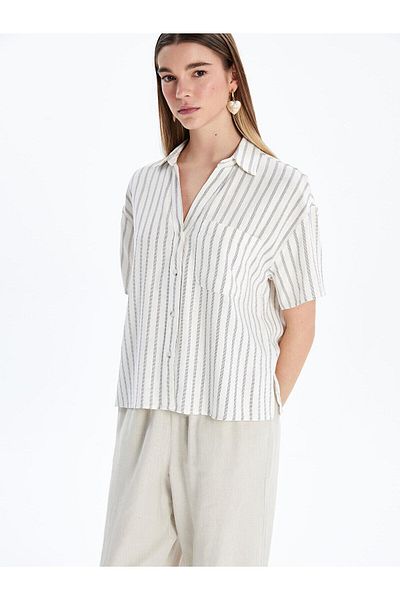 LC Waikiki Xside Striped Linen Look Women's Shirt