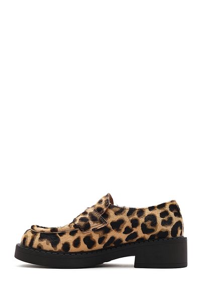 Derimod Women's Leopard Leather Masculine Loafer 24Wfd1401W2