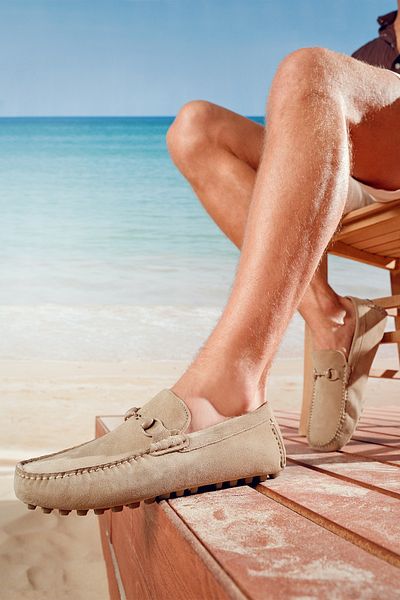 Derimod Loafer din piele de piele intoarsa bej pentru barbati 25SFD 630810