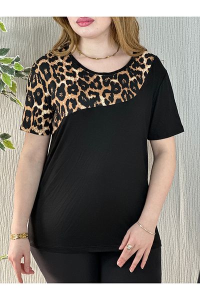 cool lock Tricou de damă din viscoză cu model leopard