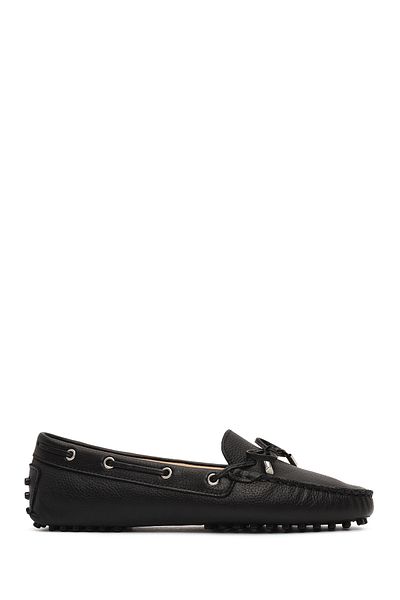 Derimod Women's Black Bow Leather Loafer 25Sfd2904Ft