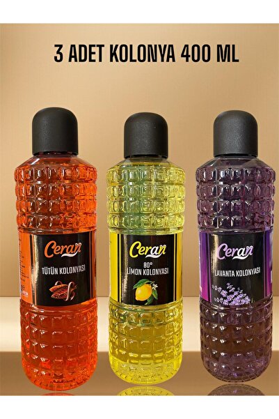 CERAN KOLONYA KOLONYA CERAN 3 ADET 400 ML LİMON .TÜTÜN VE LAVANTA KOLONYASI