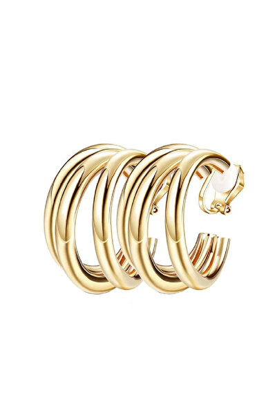 TChic الذهب الثلاثي كليب على الأقراط الدائري