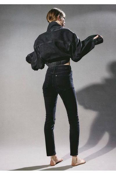 Glam Fashion Lycral High Waist Memory Denim Pants Black