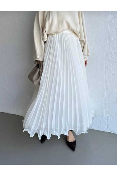 MODA VEDAT Fusta de damă din șifon cu căptușeală lungă