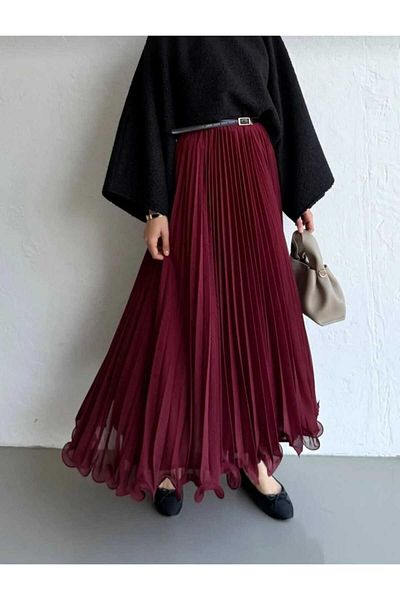 MODA VEDAT Fusta de damă din șifon cu căptușeală lungă