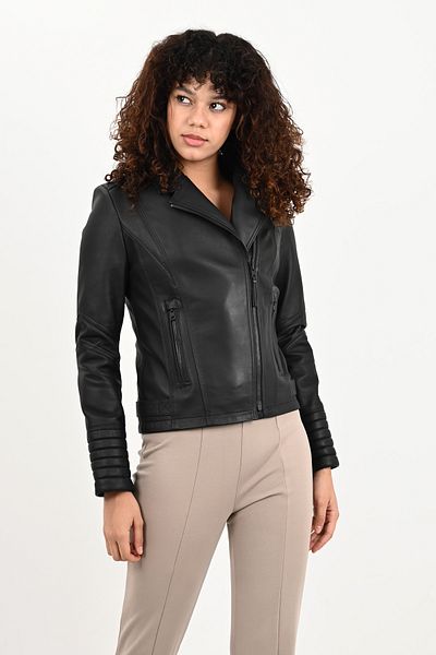 ALİN Alexa Women's Black Biker Genuine Leather Jacket Size Measurements Visually