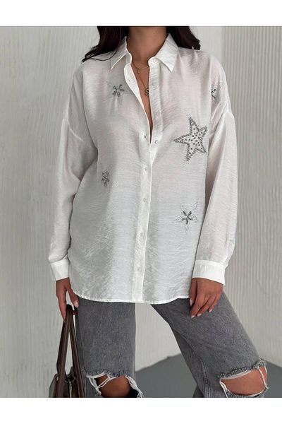 Yeys Linen Airobin Fabric Star Stone Embroidered Shirt
