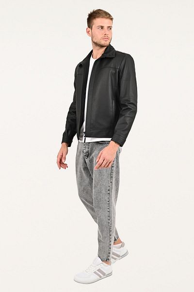 ALİN Leo Genuine Leather Men's Black Casual Genuine Leather Coat Size Measurements Visually