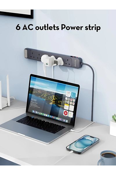RavPower RAVPower 6-Port 3150W Extension Strip - Gray
