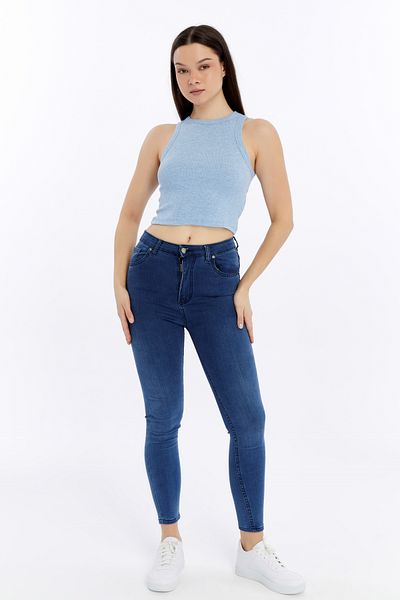 Maison La Femme Women's Ribbed Halter Neck Crop Tank Top
