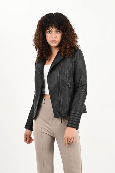 ALİN Alexa Women's Black Biker Genuine Leather Jacket Size Measurements Visually