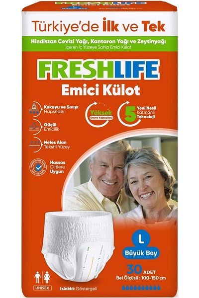 Freshlife Large L 60 Pieces Absorbent Panties Patient Diapers - 2Pk*30