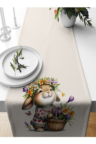 Bertille Home Spring Series 140X40 cm Digital Printed Runner (Spring Easter Easter)