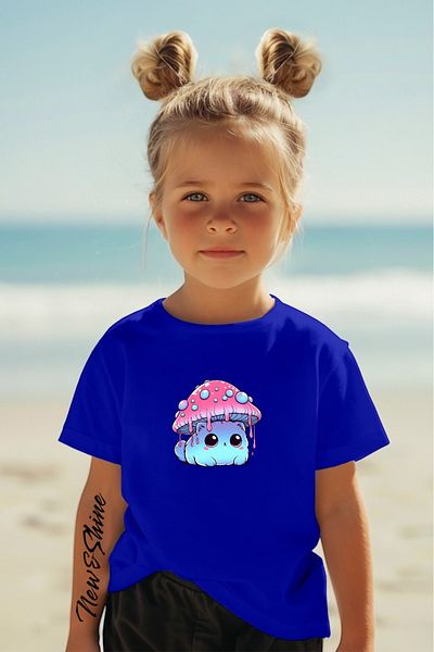 New Shine 1 tricou este un cadou pentru achiziții de 6 și mai sus în coș - Tricou supradimensionat pentru copii cu imprimeu Mushroom Cat