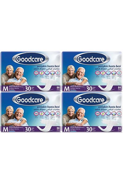 Goodcare Patient Diapers - Adult with Waistband Textile Surface m Medium, 120 Pieces (4Pk*30)