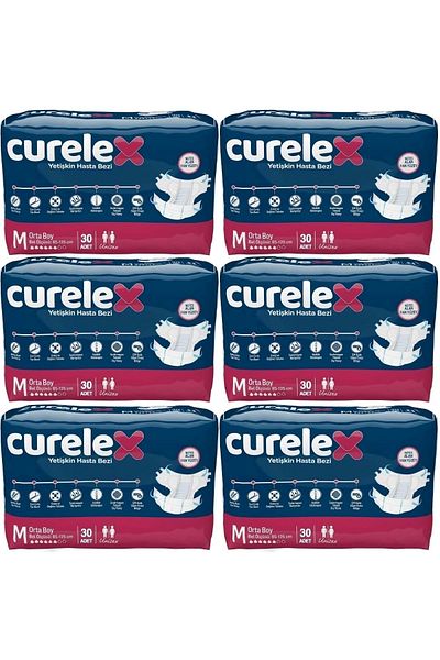Curelex حفاضات للكبار بحزام خصر - مقاس متوسط 180 قطعة عبوة واحدة