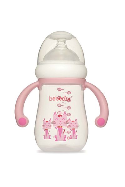 Bebedor 125ml Coded Pink Pp Baby Bottle - Wide Mouth and Handle