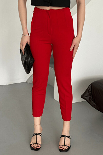 Paw Garage Pantaloni din țesătură creponată cu picioare înguste model Lia tal...