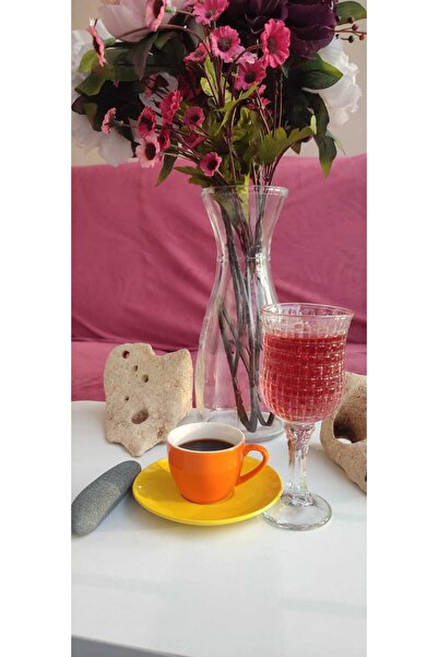 ORTAKÖY CENNETİ Rose Glass Leg Goblet Coffee Side. 175 Cc Volume. 12 cm Heigh...