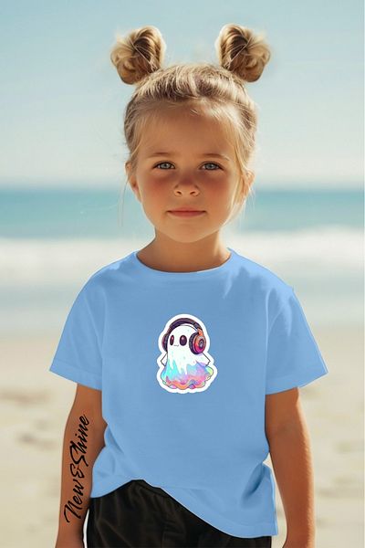 New Shine 1 tricou este un cadou pentru achiziții de 6 și mai sus în coș - Tricou pentru copii oversize cu imprimeu fantomă
