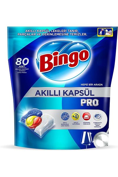 Bingo Smart Capsule Pro Dishwasher with Lemon Scent - 240 Detergent Tablets (3Pk*80)