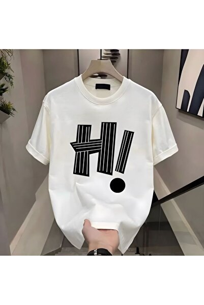 donamod H! Tricou alb imprimat pentru bărbați