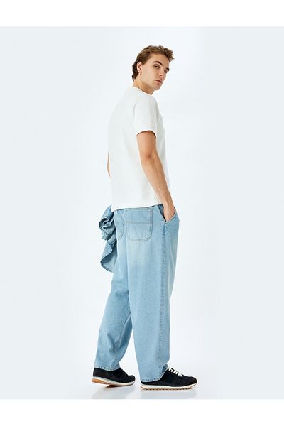 Koton Normal Waist Cotton Chino Pocket Detailed Loose Fit Jean Trousers
